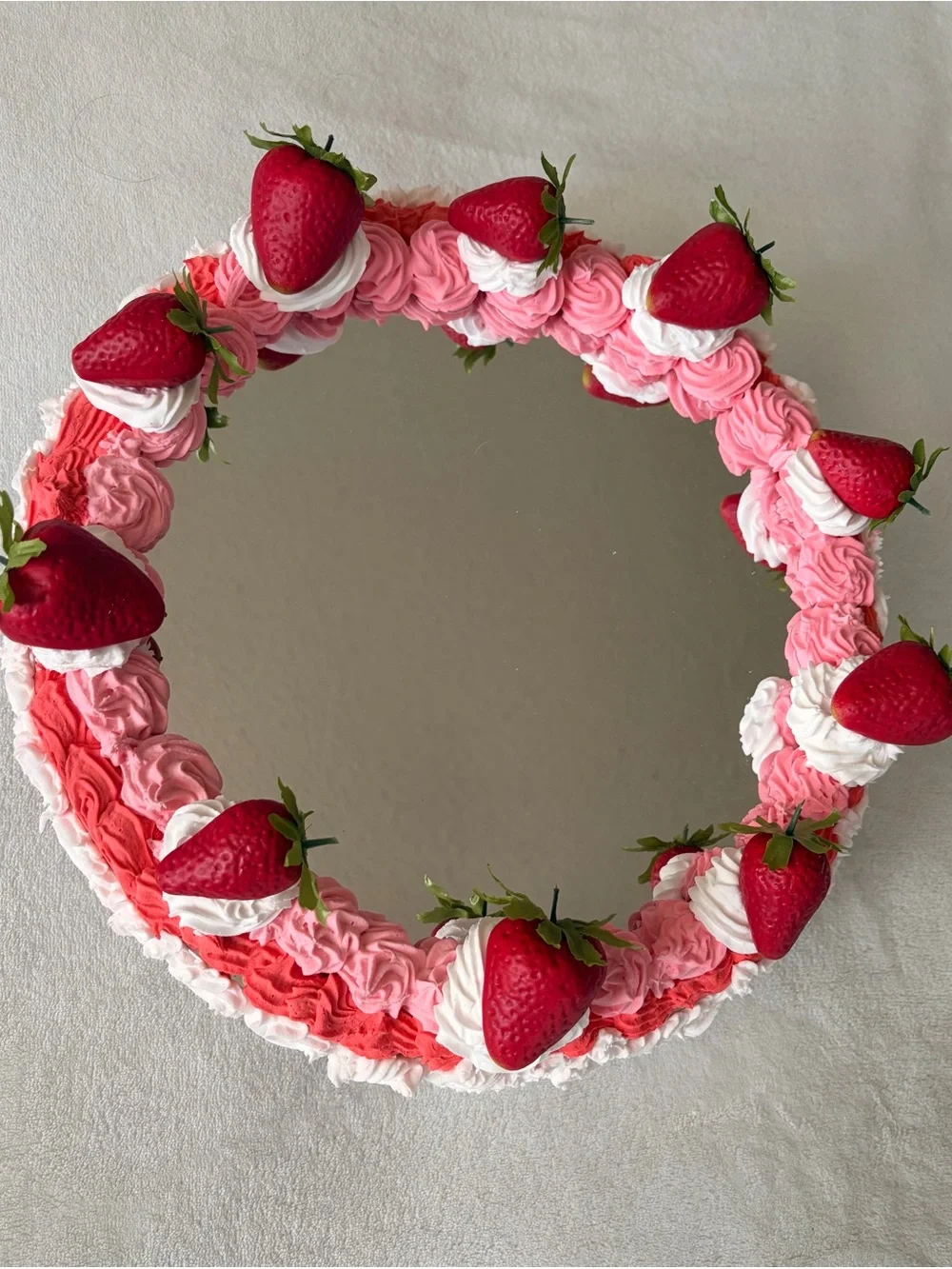Strawberry Cake Round Mirror